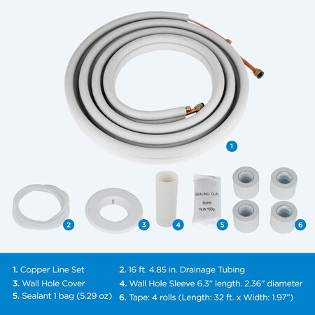 Black & Decker 24.6 Ft. Refrigerant Line Set, Compatible with BSA1215MC Inverter Mini Split Air Conditioner BSAK3